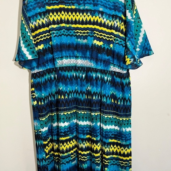 Lane Bryant Dress 18 Blue Aztec Midi Chevron Feminine Tribal Western Boho Retro - Picture 9 of 12